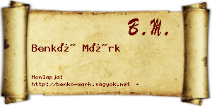 Benkő Márk névjegykártya